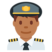 👨🏾‍✈️ Emoji Piloto De Avião Homem: Pele Morena Escura na Twitter Twemoji 12.0.
