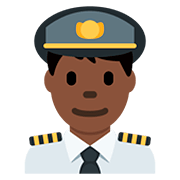 Émoji 👨🏿‍✈️ Pilote Homme : Peau Foncée sur Twitter Twemoji 12.0.