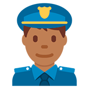 👮🏾‍♂️ Emoji Policial Homem: Pele Morena Escura na Twitter Twemoji 12.0.