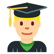 👨🏼‍🎓 Emoji Student: mittelhelle Hautfarbe Twitter Twemoji 12.0.