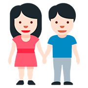 👫🏻 Emoji Mann und Frau halten Hände: helle Hautfarbe Twitter Twemoji 12.0.