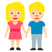 👫🏼 Emoji Mann und Frau halten Hände: mittelhelle Hautfarbe Twitter Twemoji 12.0.