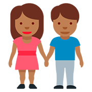 👫🏾 Emoji Mann und Frau halten Hände: mitteldunkle Hautfarbe Twitter Twemoji 12.0.