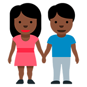 👫🏿 Emoji Mann und Frau halten Hände: dunkle Hautfarbe Twitter Twemoji 12.0.