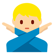 Emoji 🙅🏼‍♂️ Uomo Con Gesto Di Rifiuto: Carnagione Abbastanza Chiara su Twitter Twemoji 12.0.