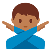Emoji 🙅🏾‍♂️ Uomo Con Gesto Di Rifiuto: Carnagione Abbastanza Scura su Twitter Twemoji 12.0.