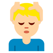 💆🏼‍♂️ Emoji Mann, der eine Kopfmassage bekommt: mittelhelle Hautfarbe Twitter Twemoji 12.0.