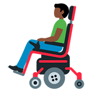 👨🏿‍🦼 Emoji Mann in elektrischem Rollstuhl: dunkle Hautfarbe Twitter Twemoji 12.0.