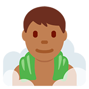 🧖🏾‍♂️ Emoji Homem Na Sauna: Pele Morena Escura na Twitter Twemoji 12.0.