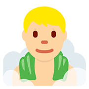 Emoji 🧖🏼‍♂️ Uomo In Sauna: Carnagione Abbastanza Chiara su Twitter Twemoji 12.0.