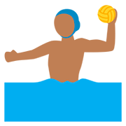 🤽🏾‍♂️ Emoji Wasserballspieler: mitteldunkle Hautfarbe Twitter Twemoji 12.0.