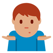 Emoji 🤷🏽‍♂️ Uomo Che Scrolla Le Spalle: Carnagione Olivastra su Twitter Twemoji 12.0.