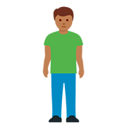 🧍🏾‍♂️ Emoji stehender Mann: mitteldunkle Hautfarbe Twitter Twemoji 12.0.