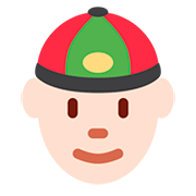 👲🏻 Emoji Mann mit chinesischem Hut: helle Hautfarbe Twitter Twemoji 12.0.