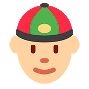 👲🏼 Emoji Mann mit chinesischem Hut: mittelhelle Hautfarbe Twitter Twemoji 12.0.