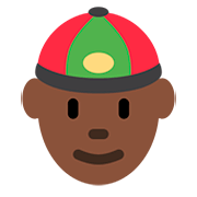 👲🏿 Emoji Hombre Con Gorro Chino: Tono De Piel Oscuro en Twitter Twemoji 12.0.