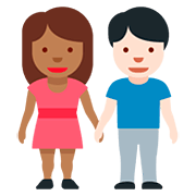 🧑🏾‍🤝‍🧑🏻 Emoji sich an den Händen haltende Personen: mitteldunkle Hautfarbe, helle Hautfarbe Twitter Twemoji 12.0.
