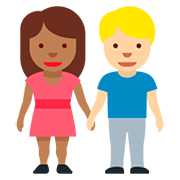 🧑🏾‍🤝‍🧑🏼 Emoji sich an den Händen haltende Personen: mitteldunkle Hautfarbe, mittelhelle Hautfarbe Twitter Twemoji 12.0.