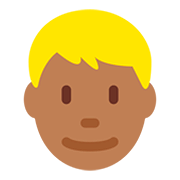 👱🏾 Emoji Person: mitteldunkle Hautfarbe, blondes Haar Twitter Twemoji 12.0.