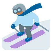 ⛷🏾 Emoji Esquiador, Tono De Piel Oscuro Medio en Twitter Twemoji 12.0.