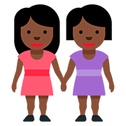 👭🏿 Emoji Mujeres De La Mano: Tono De Piel Oscuro en Twitter Twemoji 12.0.