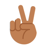 ✌🏾 Emoji Victory-Geste: mitteldunkle Hautfarbe Twitter Twemoji 12.0.