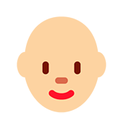 👩🏼‍🦲 Emoji Mujer: Tono De Piel Claro Medio Y Sin Pelo en Twitter Twemoji 12.0.