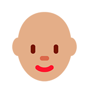 👩🏽‍🦲 Emoji Mujer: Tono De Piel Medio Y Sin Pelo en Twitter Twemoji 12.0.