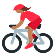 🚴🏾‍♀️ Emoji Mujer En Bicicleta: Tono De Piel Oscuro Medio en Twitter Twemoji 12.0.