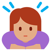 🙇🏽‍♀️ Emoji Mujer Haciendo Una Reverencia: Tono De Piel Medio en Twitter Twemoji 12.0.