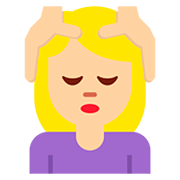 💆🏼‍♀️ Emoji Frau, die eine Kopfmassage bekommt: mittelhelle Hautfarbe Twitter Twemoji 12.0.
