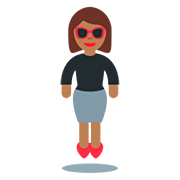 🕴🏾‍♀️ Emoji Frau im Business-Anzug schwebend: mitteldunkle Hautfarbe Twitter Twemoji 12.0.