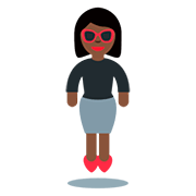 🕴🏿‍♀️ Emoji Mulher de terno de negócios está levitando: Pele Escura na Twitter Twemoji 12.0.