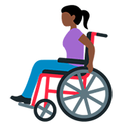 👩🏿‍🦽 Emoji Frau in manuellem Rollstuhl: dunkle Hautfarbe Twitter Twemoji 12.0.