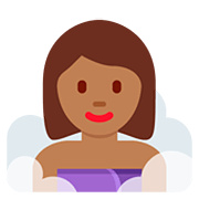 🧖🏾‍♀️ Emoji Frau in Dampfsauna: mitteldunkle Hautfarbe Twitter Twemoji 12.0.