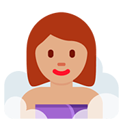 🧖🏽‍♀️ Emoji Frau in Dampfsauna: mittlere Hautfarbe Twitter Twemoji 12.0.