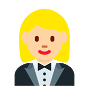 🤵🏼‍♀️ Emoji Mujer Con Esmoquin: Tono De Piel Claro Medio en Twitter Twemoji 12.0.