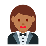 🤵🏾‍♀️ Emoji Mujer Con Esmoquin: Tono De Piel Oscuro Medio en Twitter Twemoji 12.0.