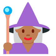 🧙🏾‍♀️ Emoji Maga: Tono De Piel Oscuro Medio en Twitter Twemoji 12.0.