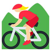 🚵🏼‍♀️ Emoji Mountainbikerin: mittelhelle Hautfarbe Twitter Twemoji 12.0.