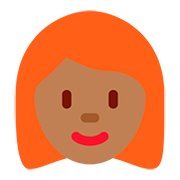 👩🏾‍🦰 Emoji Frau: mitteldunkle Hautfarbe, rotes Haar Twitter Twemoji 12.0.