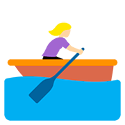 🚣🏼‍♀️ Emoji Mujer Remando En Un Bote: Tono De Piel Claro Medio en Twitter Twemoji 12.0.