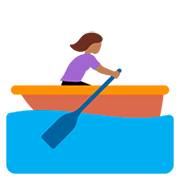 🚣🏾‍♀️ Emoji Mujer Remando En Un Bote: Tono De Piel Oscuro Medio en Twitter Twemoji 12.0.