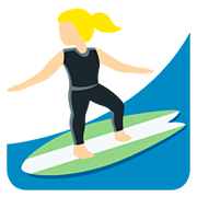 🏄🏼‍♀️ Emoji Mujer Haciendo Surf: Tono De Piel Claro Medio en Twitter Twemoji 12.0.