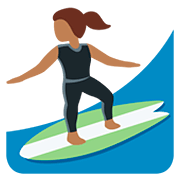 🏄🏾‍♀️ Emoji Mulher Surfista: Pele Morena Escura na Twitter Twemoji 12.0.