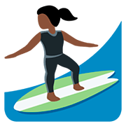 🏄🏿‍♀️ Emoji Mujer Haciendo Surf: Tono De Piel Oscuro en Twitter Twemoji 12.0.