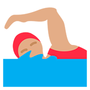 🏊🏽‍♀️ Emoji Mujer Nadando: Tono De Piel Medio en Twitter Twemoji 12.0.
