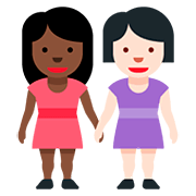👩🏿‍🤝‍👩🏻 Emoji Mujeres De La Mano: Tono De Piel Oscuro Y Tono De Piel Claro en Twitter Twemoji 12.0.