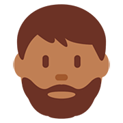 🧔🏾 Emoji Mann: mitteldunkle Hautfarbe, Bart Twitter Twemoji 12.1.3.