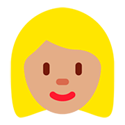 👱🏽‍♀️ Emoji Frau: mittlere Hautfarbe, blond Twitter Twemoji 12.1.3.